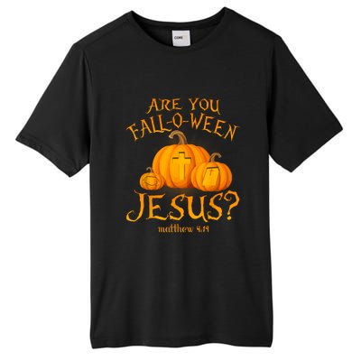 Are You Falloween Jesus Christian Halloween Pumpkin Tall Fusion ChromaSoft Performance T-Shirt