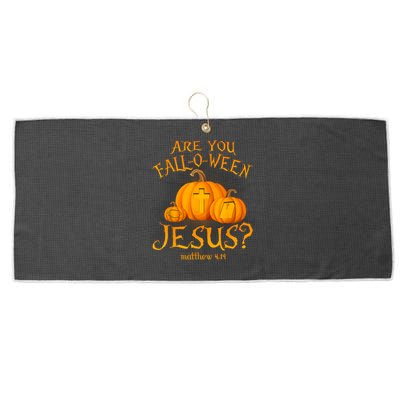 Are You Falloween Jesus Christian Halloween Pumpkin Large Microfiber Waffle Golf Towel