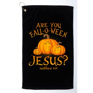 Are You Falloween Jesus Christian Halloween Pumpkin Platinum Collection Golf Towel