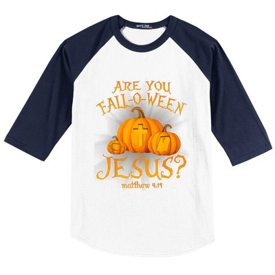 Are You Falloween Jesus Christian Halloween Pumpkin Baseball Sleeve Shirt