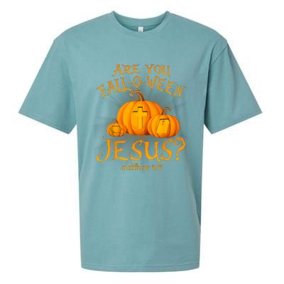 Are You Falloween Jesus Christian Halloween Pumpkin Sueded Cloud Jersey T-Shirt