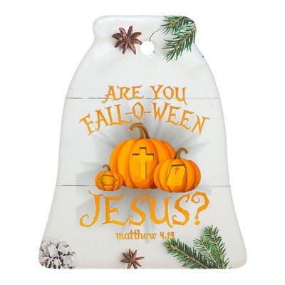 Are You Falloween Jesus Christian Halloween Pumpkin Ceramic Bell Ornament