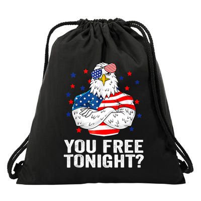 Are You Free Tonight 4th Of July Independence Day Bald Eagle Drawstring Bag
