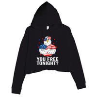 Are You Free Tonight 4th Of July Independence Day Bald Eagle Crop Fleece Hoodie