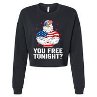 Are You Free Tonight 4th Of July Independence Day Bald Eagle Cropped Pullover Crew