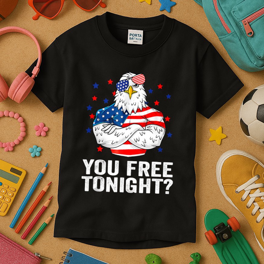 Are You Free Tonight 4th Of July Independence Day Bald Eagle Kids T-Shirt