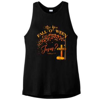 Are You Fall O Ween Jesus Christian Halloween Ladies PosiCharge Tri-Blend Wicking Tank