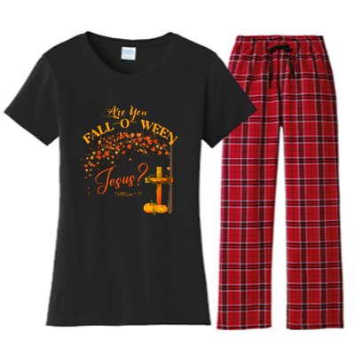 Are You Fall O Ween Jesus Christian Halloween Women's Flannel Pajama Set