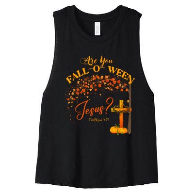 Are You Fall O Ween Jesus Christian Halloween Women's Racerback Cropped Tank