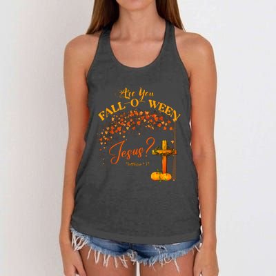 Are You Fall O Ween Jesus Christian Halloween Women's Knotted Racerback Tank