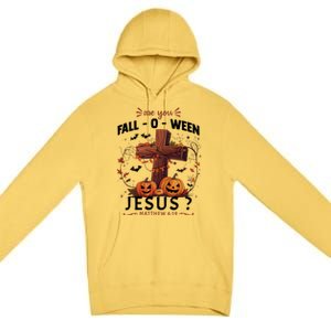 Are You Falloween Jesus Cross Pumpkins Christian Faith Gift Premium Pullover Hoodie