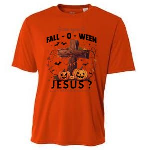 Are You Falloween Jesus Cross Pumpkins Christian Faith Gift Cooling Performance Crew T-Shirt