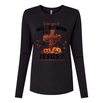 Are You Falloween Jesus Cross Pumpkins Christian Faith Gift Womens Cotton Relaxed Long Sleeve T-Shirt