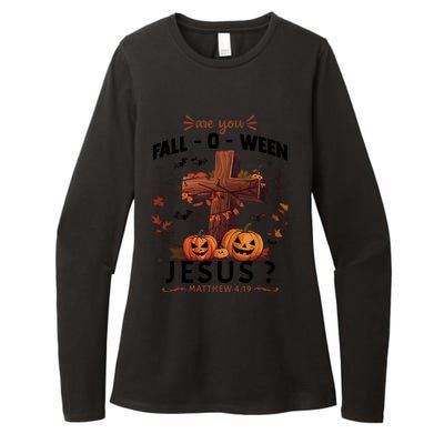 Are You Falloween Jesus Cross Pumpkins Christian Faith Gift Womens CVC Long Sleeve Shirt