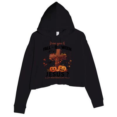 Are You Falloween Jesus Cross Pumpkins Christian Faith Gift Crop Fleece Hoodie