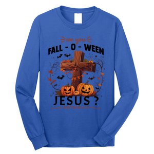 Are You Falloween Jesus Cross Pumpkins Christian Faith Gift Long Sleeve Shirt