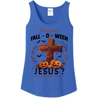 Are You Falloween Jesus Cross Pumpkins Christian Faith Gift Ladies Essential Tank