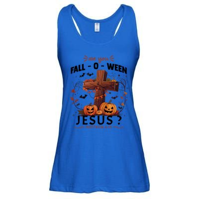 Are You Falloween Jesus Cross Pumpkins Christian Faith Gift Ladies Essential Flowy Tank