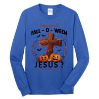 Are You Falloween Jesus Cross Pumpkins Christian Faith Gift Tall Long Sleeve T-Shirt