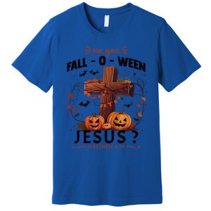 Are You Falloween Jesus Cross Pumpkins Christian Faith Gift Premium T-Shirt