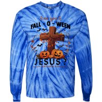 Are You Falloween Jesus Cross Pumpkins Christian Faith Gift Tie-Dye Long Sleeve Shirt