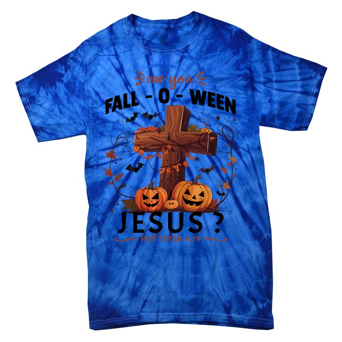 Are You Falloween Jesus Cross Pumpkins Christian Faith Gift Tie-Dye T-Shirt