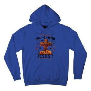 Are You Falloween Jesus Cross Pumpkins Christian Faith Gift Tall Hoodie