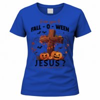 Are You Falloween Jesus Cross Pumpkins Christian Faith Gift Women's T-Shirt