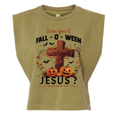 Are You Falloween Jesus Cross Pumpkins Christian Faith Gift Garment-Dyed Women's Muscle Tee