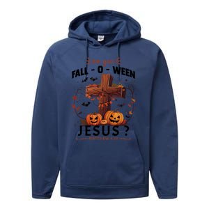 Are You Falloween Jesus Cross Pumpkins Christian Faith Gift Performance Fleece Hoodie