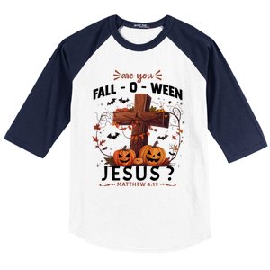 Are You Falloween Jesus Cross Pumpkins Christian Faith Gift Baseball Sleeve Shirt