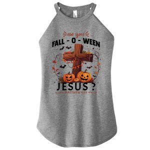 Are You Falloween Jesus Cross Pumpkins Christian Faith Gift Women's Perfect Tri Rocker Tank