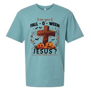 Are You Falloween Jesus Cross Pumpkins Christian Faith Gift Sueded Cloud Jersey T-Shirt