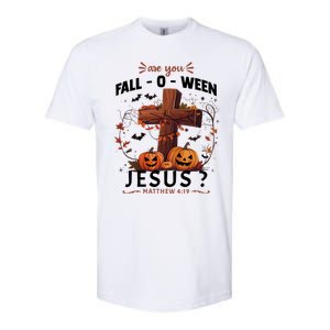 Are You Falloween Jesus Cross Pumpkins Christian Faith Gift Softstyle CVC T-Shirt