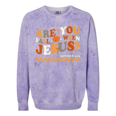 Are You Falloween Jesus Christian Halloween Pumpkin Colorblast Crewneck Sweatshirt