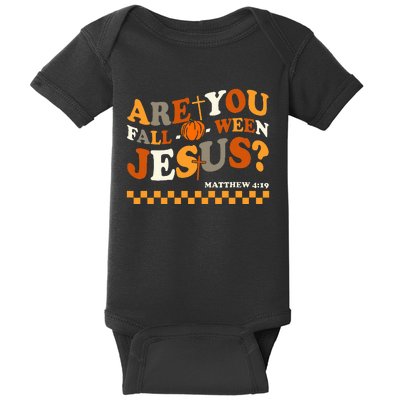 Are You Falloween Jesus Christian Halloween Pumpkin Baby Bodysuit