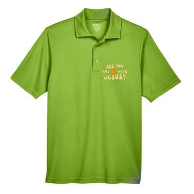 Are You Falloween Jesus Christian Fall Halloween Groovy Gift Men's Origin Performance Piqué Polo