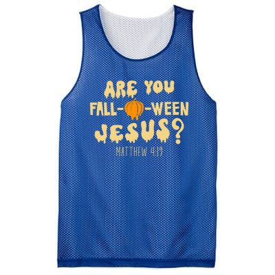 Are You Falloween Jesus Christian Fall Halloween Groovy Gift Mesh Reversible Basketball Jersey Tank