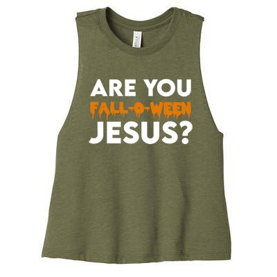 Are You Falloween Jesus Cute Christian Halloween Meaningful Gift Women's Racerback Cropped Tank