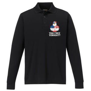 Are You Free Tonight 4th Of July Independence Day Bald Eagle Gift Performance Long Sleeve Polo