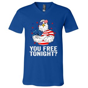 Are You Free Tonight 4th Of July Independence Day Bald Eagle Gift V-Neck T-Shirt