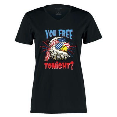 Are You Free Tonight 4th Of July American Bald Eagle Women's Momentum V-Neck T-Shirt