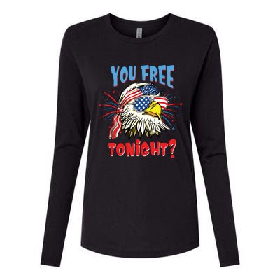 Are You Free Tonight 4th Of July American Bald Eagle Womens Cotton Relaxed Long Sleeve T-Shirt