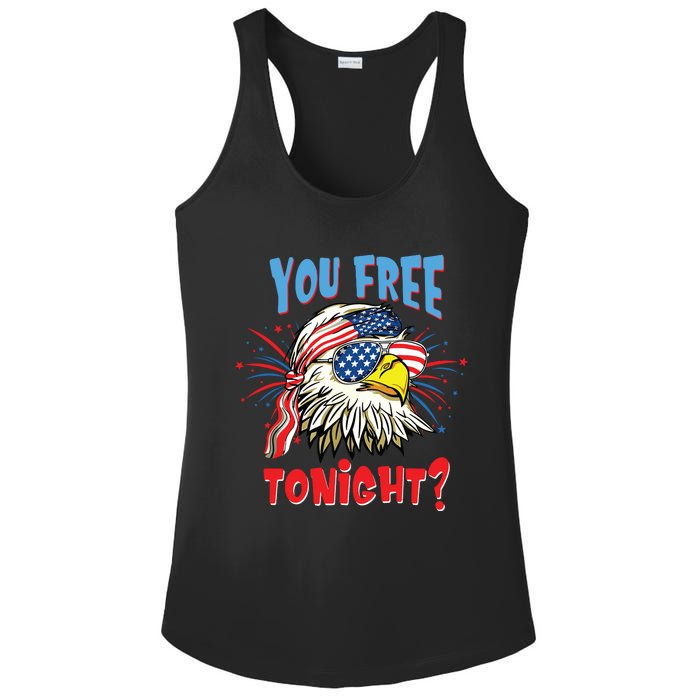 Are You Free Tonight 4th Of July American Bald Eagle Ladies PosiCharge Competitor Racerback Tank