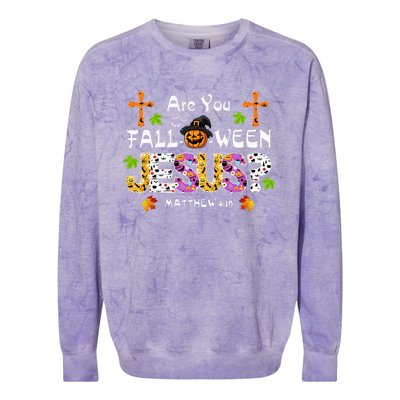 Are You Falloween Jesus Pumpkin Spooky Halloween Christian Colorblast Crewneck Sweatshirt