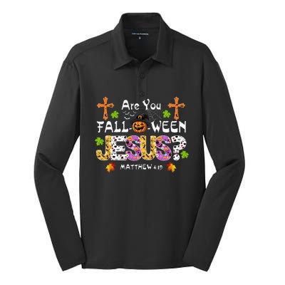 Are You Falloween Jesus Pumpkin Spooky Halloween Christian Silk Touch Performance Long Sleeve Polo