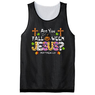 Are You Falloween Jesus Pumpkin Spooky Halloween Christian Mesh Reversible Basketball Jersey Tank