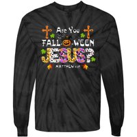 Are You Falloween Jesus Pumpkin Spooky Halloween Christian Tie-Dye Long Sleeve Shirt