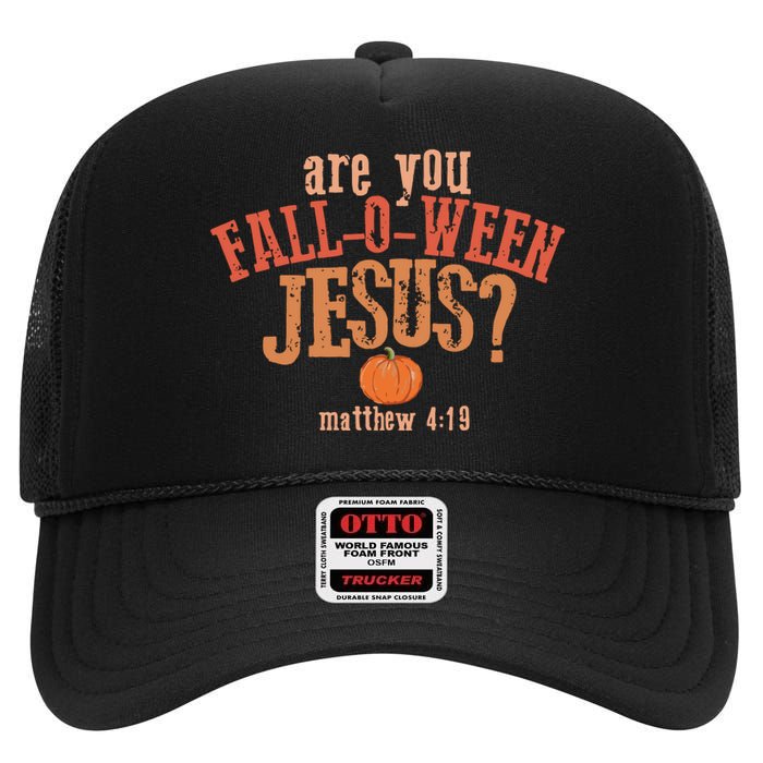 Are You FallOWeen Jesus Christian Halloween High Crown Mesh Back Trucker Hat