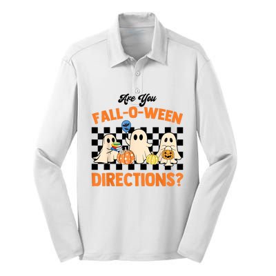 Are You Falloween Directions Ghost Christian Halloween Silk Touch Performance Long Sleeve Polo